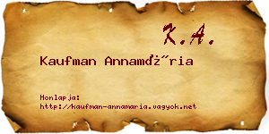 Kaufman Annamária névjegykártya